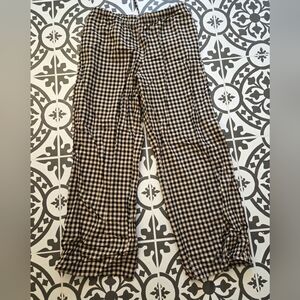 Gap Black and Cream Gingham Wide-Leg Pants
